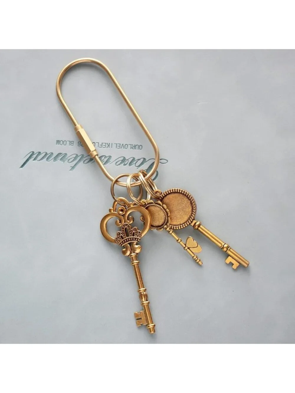 Gold Carabiner Keychain Clip with Lock, Stylish Bag Charms & Key Ring
